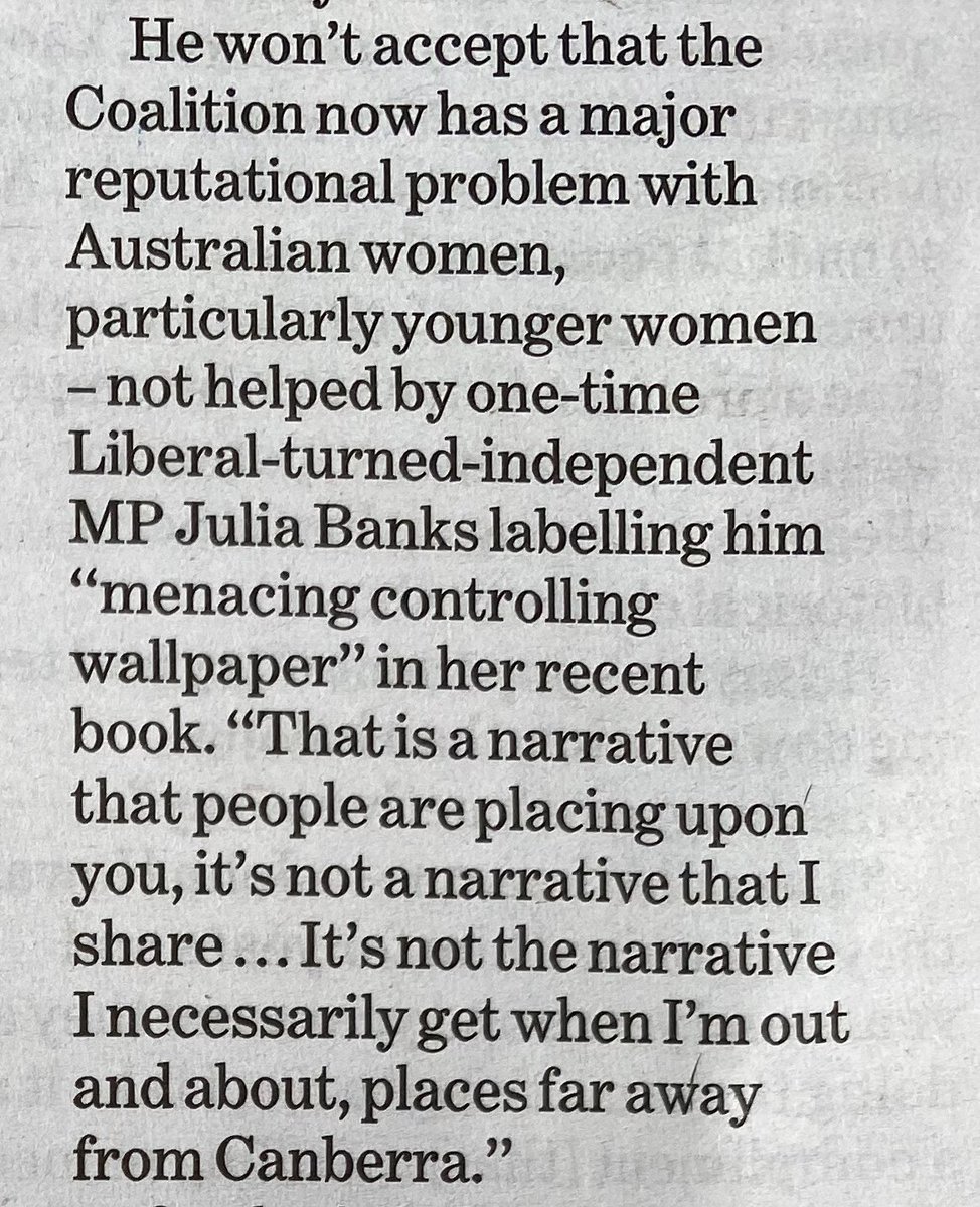 c_s_wallace's tweet photo. 👆@DeborahSnow shows #ScottyFromItsOver remains in ‘menacing controlling wallpaper’ mode as described in @juliahbanks’ #PowerPlay. #auspol 2/3 https://t.co/8dCgkh6UL4
