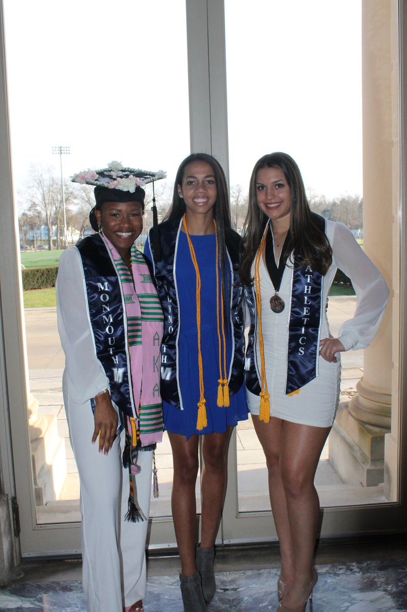 MonmouthWSOC's tweet photo. They grow up so fast. 

Congratulations to A’Liah, Sarina and Lauren on graduating today! 🙌 #FlyHawks https://t.co/jbOv6xhRhv