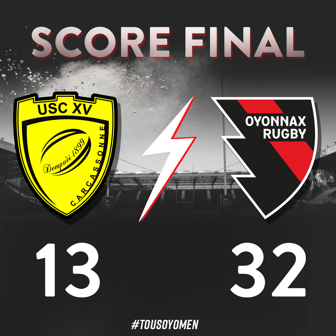 🏉 ⎜ CARCASSONNE / OYONNAX

👏🏻 Les Oyomen signent leur 9eme victoire consécutive de ce championnat de Pro D2 ce soir face à Carcassonne sur le score 32 à 13. 

#TousOyomen