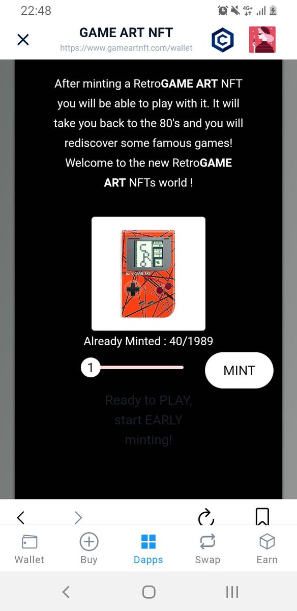 Hey the #crofamily!
Use the #DeFi app in order to mint some fresh <a href="/GameArtNFT/">GameArtNFT | EARLY MINT</a> 🕹
#CRO #FFTB #NFT #RETROGAMING