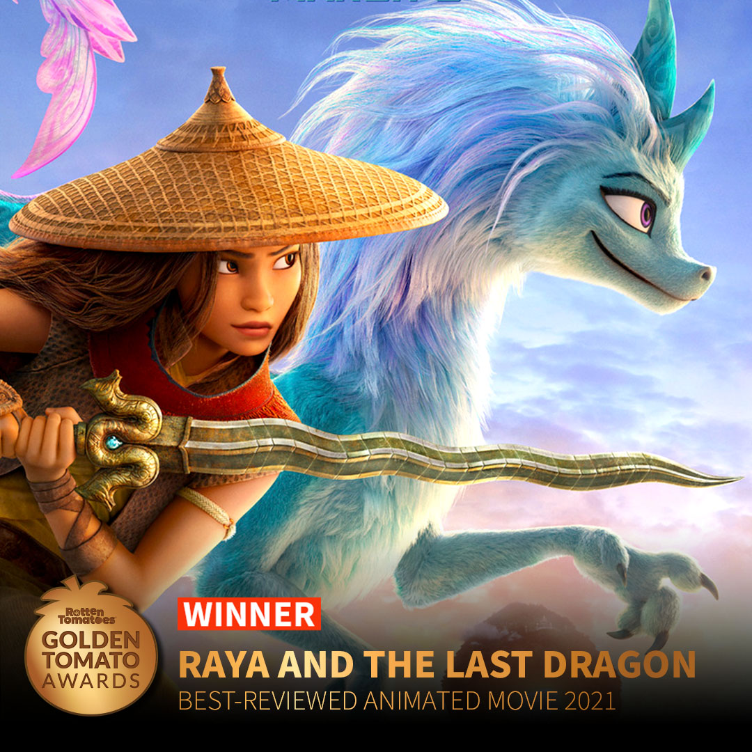 #RayaAndTheLastDragon wins the #GoldenTomato Award for Best-Reviewed Animated Movie of 2021. editorial.rottentomatoes.com/guide/best-ani…