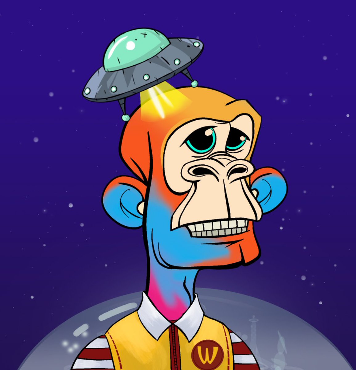cryptog13741849's tweet photo. @AlkiroICP @ApesDfinity My ape is the Ronald McDonald post rave being abducted by aliens https://t.co/KBydTKD4gO