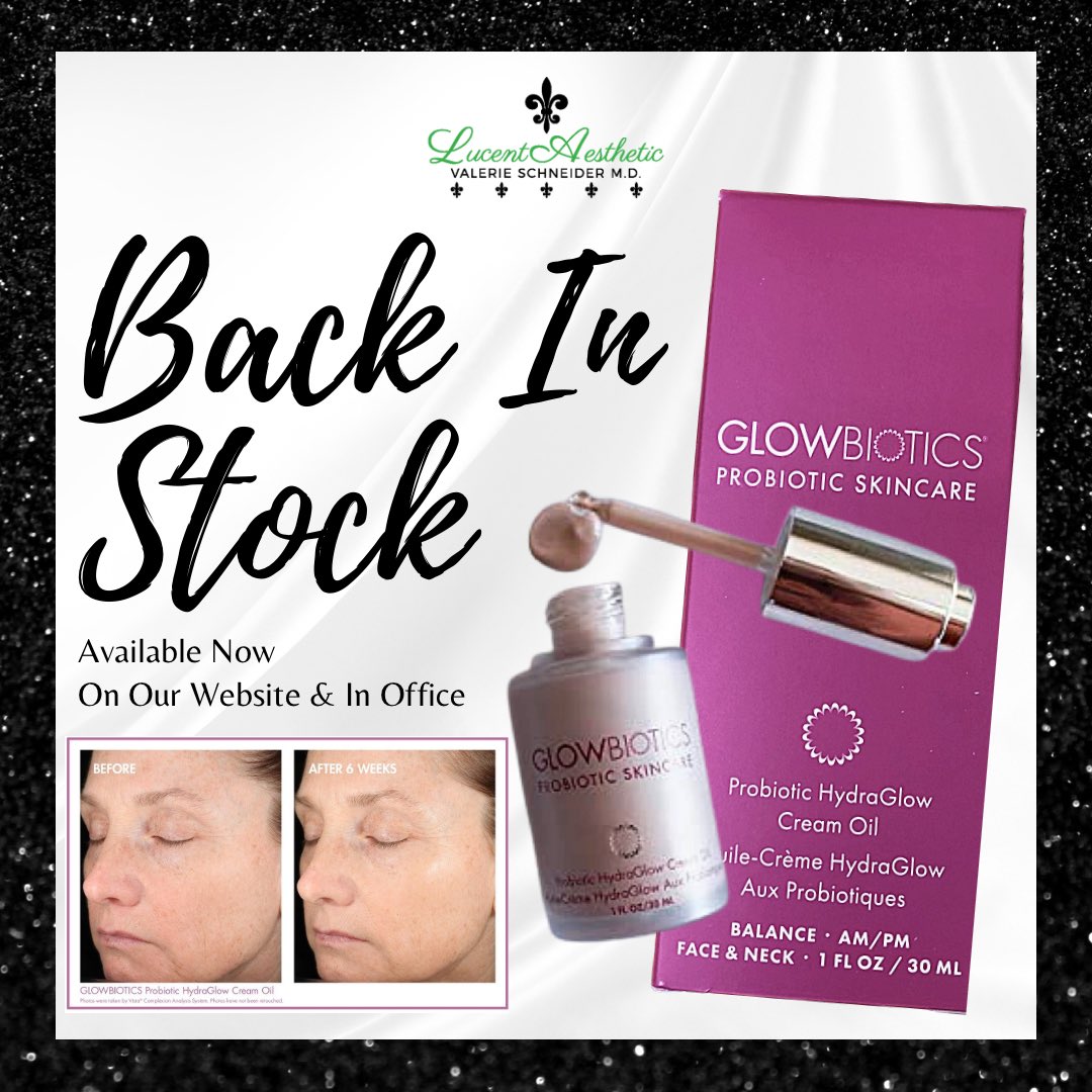 AestheticLucent's tweet photo. 🌟Back In Stock!🌟 

The Probiotic HydraGlow Cream Oil by #glowbiotics is such a great product to fight the visible signs of aging and improve your skin tone to reveal a healthy glow! 

Order yours today

https://t.co/GR4bbWMc3c

#probioticskincare
#bayareaskincare
#skincare https://t.co/7EFebAwGWn
