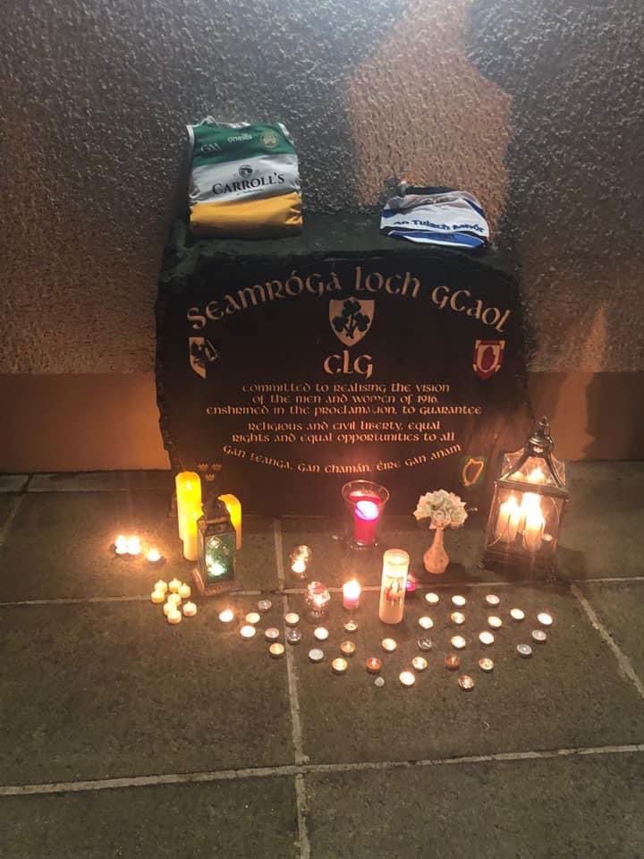 loughgielgac's tweet photo. This evening we joined in a vigil at Fr Healy Park in memory of Ashling Murphy. We stood as a Club in support of the family of a fellow Gael. We will be thinking of Ashling and her family. 

We offer our thoughts &amp; prayers at this difficult time.

Ar dheis Dé go raibh a hanam ❤ https://t.co/L7xg1qLh7S