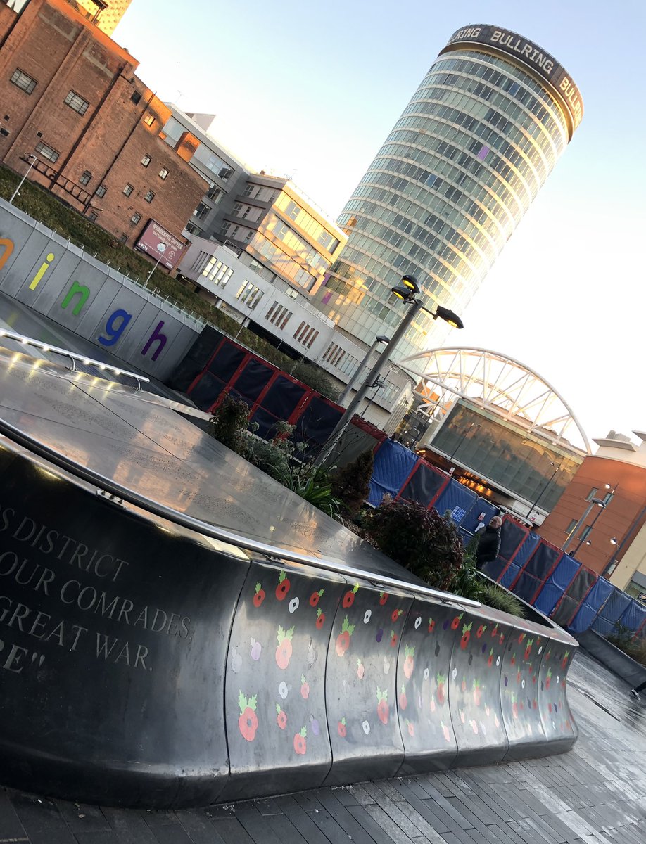 trudydavies1964's tweet photo. I rather like the new additions 
to the Memorial &amp; The tree art is fabulous in #Birmingham #poppies 
#NetworkRailBHM @WardEndLabour 
#RBL @PoppyLegion 
@waheedsaleem https://t.co/c8xqTYijVF