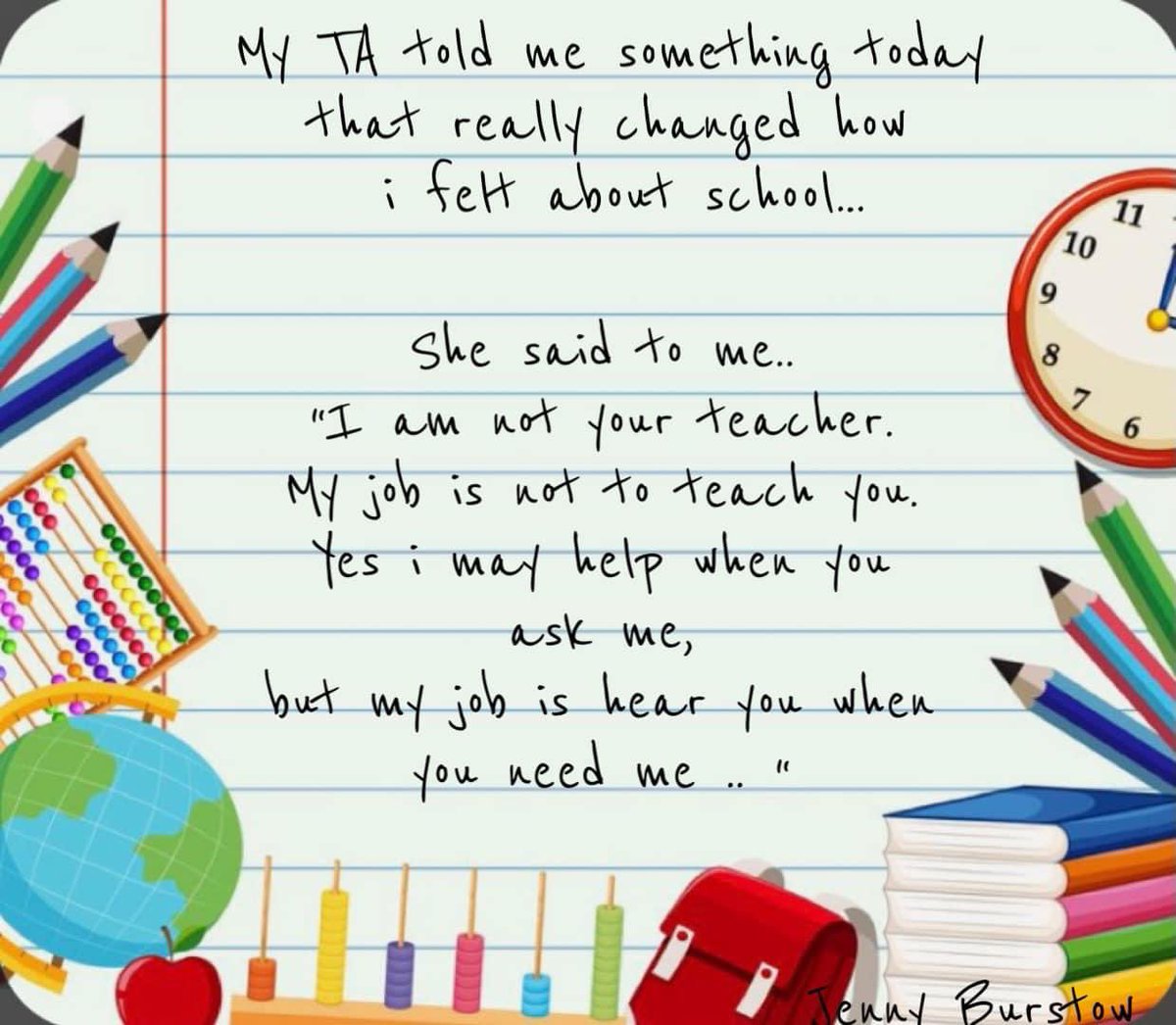 Love this 💞There’s days they drive me mad but love my job. So rewarding to see kids grow, become more confident & learn new things every day. We just need fair pay & more permanent jobs. @Education_NI #classroomassistant #teachingassistant