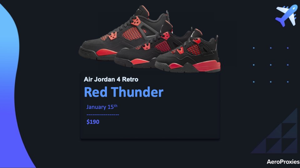 First Jordan 4 release of the year. Who's ready ?

Discount 15% off code : Jordan4
For Resi Plans aeroproxies.com
Aero Drop Day ISP shoppy.gg/product/Y7vbIGX
Aero Monthly ISP shoppy.gg/product/4p6SAAS

Like, Tag a Friend + RT This Tweet and you might get lucky 🤞