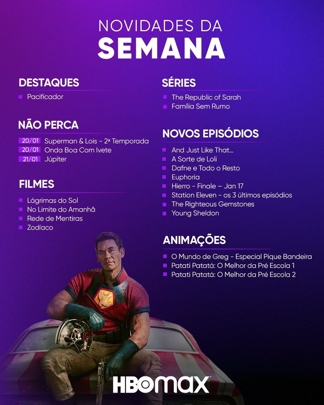 HBO Max Brasil on X: Atenção pra lista do que chegou nessa semana na HBO  Max 💃  / X