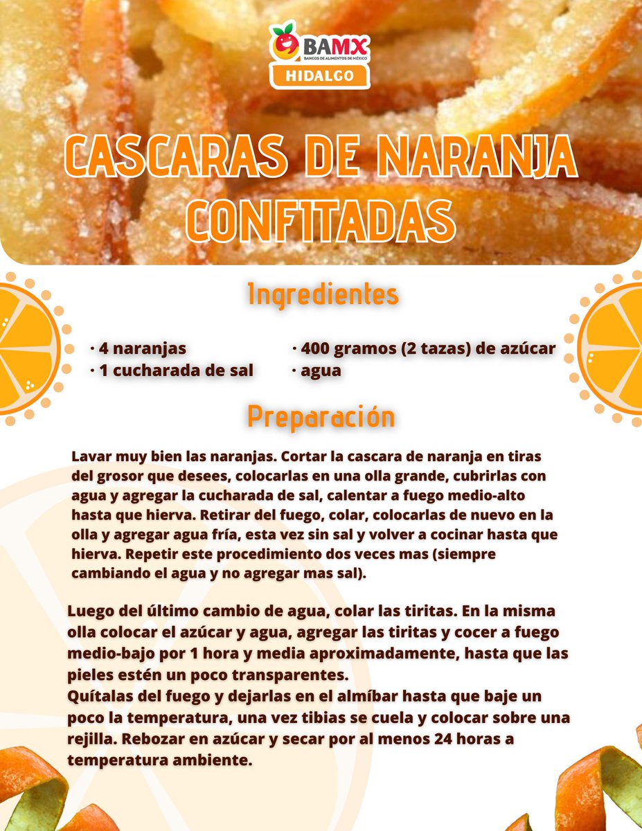 Sabías que uno de los beneficios de comer la cáscara de naranja es ayudar a controlar la presión arterial alta y el colesterol.
#bamxhidalgo #TodossomosBAMX