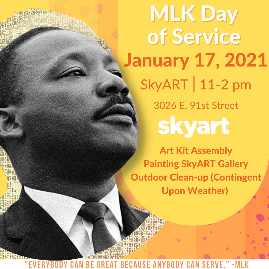 skyartnfp's tweet photo. How are you planning to honor the legacy of Dr. King on MLK Day? SkyART welcomes you to join us for a day of service to the community on January 17, 2022, from 11 am- 2 pm. Please be prepared to show proof of vaccination and complete a health screening upon arrival. https://t.co/tw2LAC6BMF