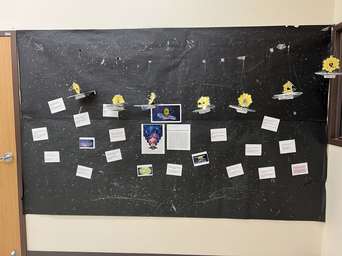 HeathAngelbeck's tweet image. I learned a lot from the Salmon Creek 3rd graders today.  They built their own models of the Webb space telescope as part of a science lesson.  What a great experience.  Fabulous depth of knowledge when I asked endless questions.  #huskylearning
