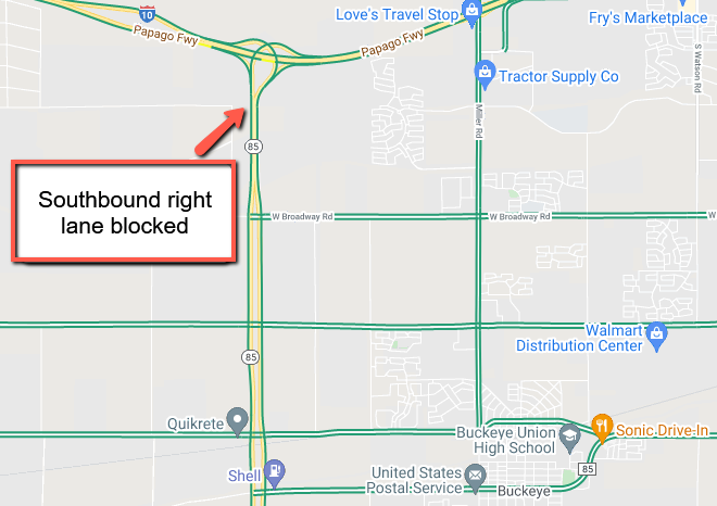 ArizonaDOT's tweet photo. State Route 85: A crash is blocking the right lane at milepost 154.
#AZTraffic #SR85
Check your route before you head out with the ADOT Alerts and AZ511 apps: https://t.co/MxTvyyEdpM https://t.co/rH4MZMFLsi