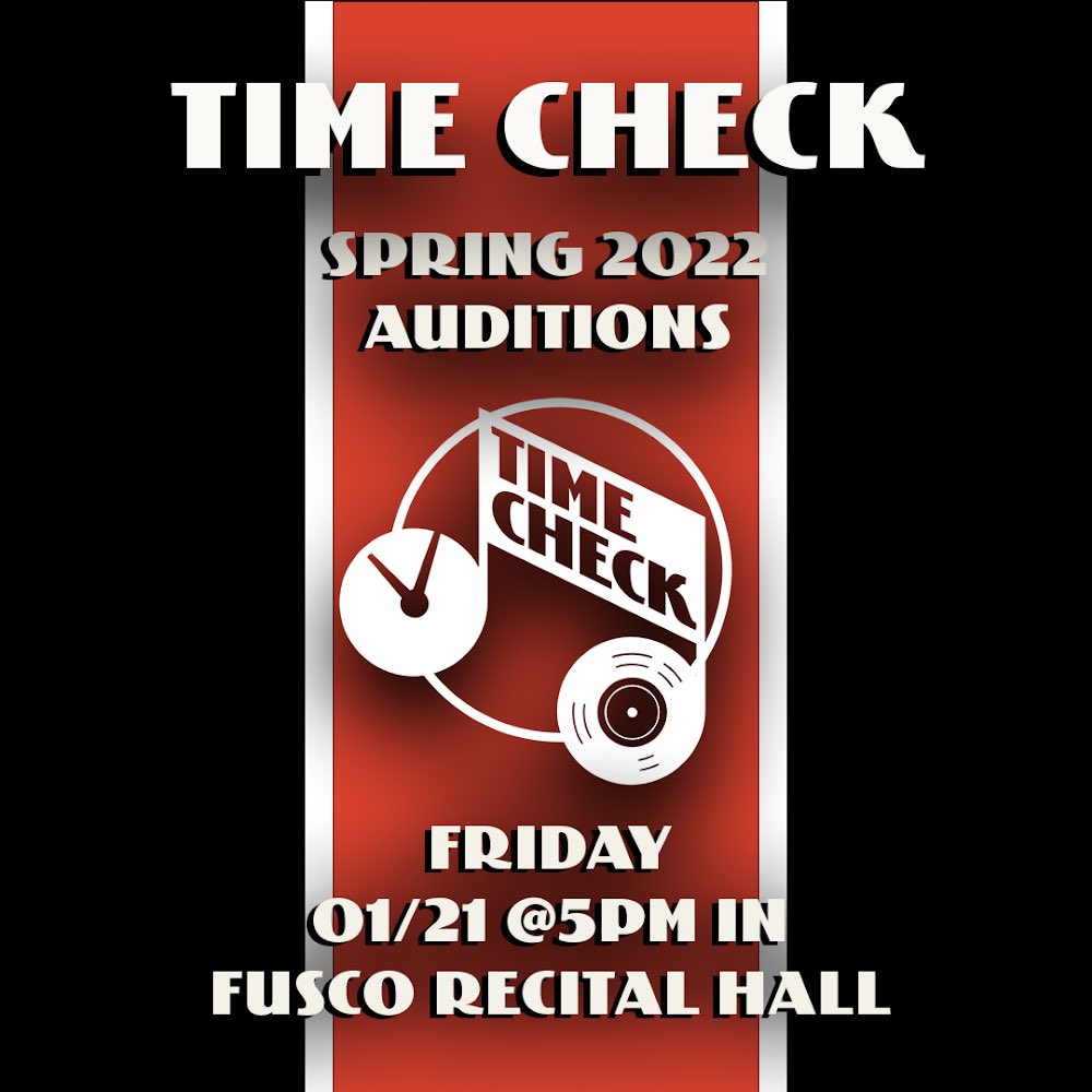 TimeCheck1's tweet image. Friday January 21st @ 5PM, we’re having our Spring 2022 Auditions! 

Located in Fusco Recital Hall in the Student Center. You must be in either The Marist Singers, Band, or Orchestra in order to audition.

Please prepare a song and DM us with any questions. See you there!