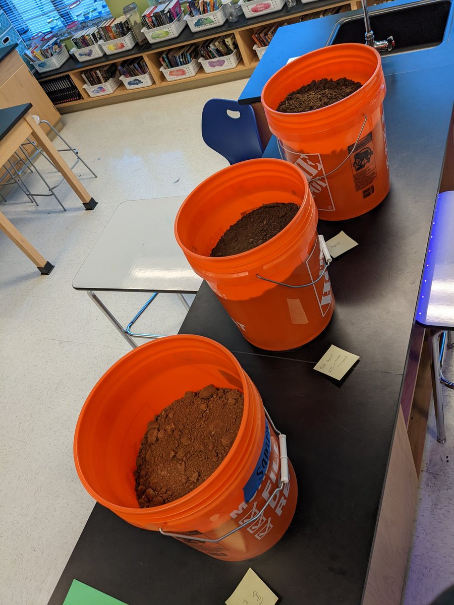 MrGearren's tweet image. Went on an adventure today to find some assorted soil samples. Get ready for some #mathinscience class next week! #proportions #componentsofsoil #sandsiltandclay (I have even more buckets in my car in case I see some fun looking soil on the side of the road 🤣)