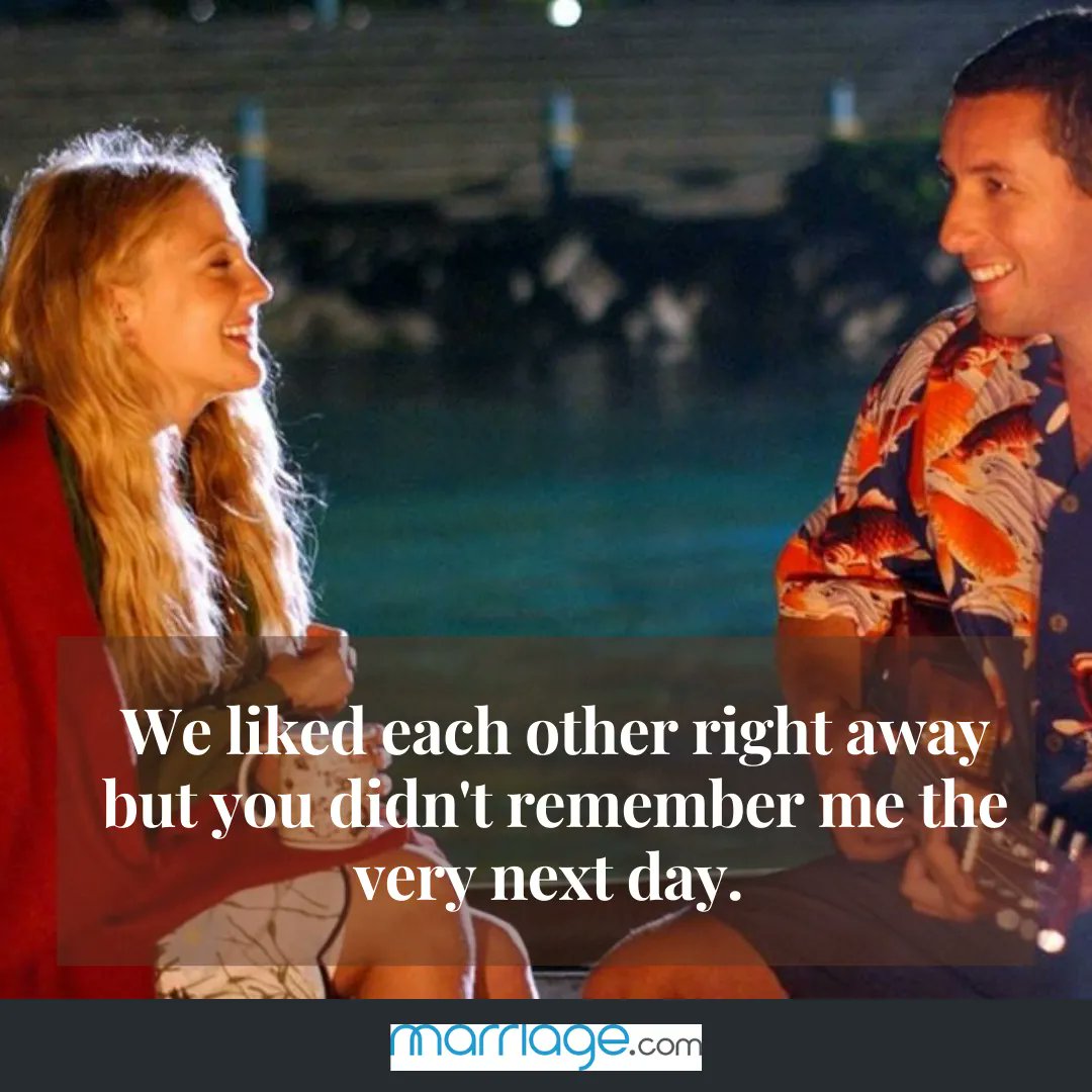 marriagedotcom's tweet photo. Love can be in all forms. Anyone who has seen 50 first dates will totally agree with us that what he did made her fall in love with him everyday.
#50firstdate #adamsandler #drewbarrymore #romanticmovie #romcom https://t.co/VQbmYADd34