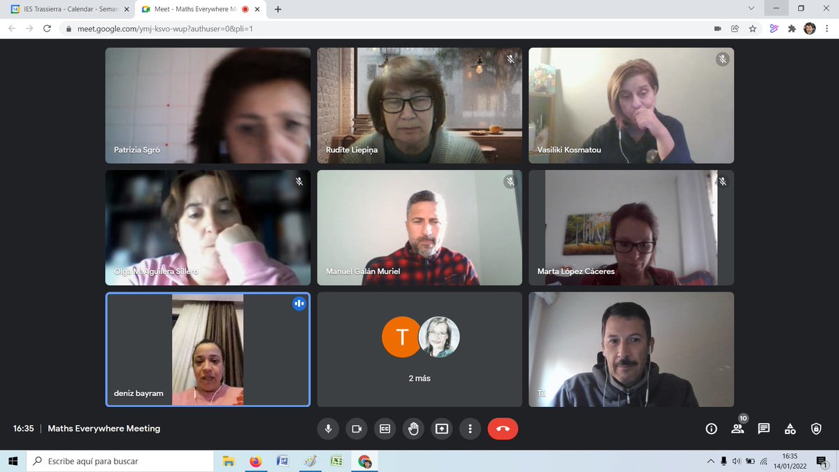 MathsEverywher1's tweet photo. Online meeting to talk about our last mobility to Córdoba. Due to the pandemic situation we decide to postpone it until April. Meanwhile, we are organizing interesting activities and we look forward to seeing each other in a few months. @sepiegob @EuropeDirectCor #ErasmusPlus https://t.co/j4wFDOe3OB