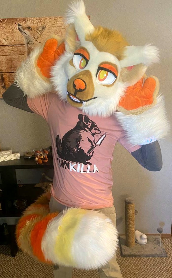 _DustFox_'s tweet image. If you're not nice to my friends I'll sick a chinkilla on you 😜 

Shirt is from @GoldenDruid you should check out their store and other dealers who missed out on FC this weekend 

✂️- @C_F_Studios 
📸- @OraStreak