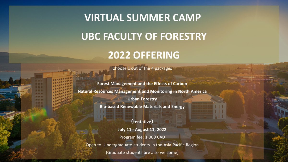 afrc_ubc's tweet image. Virtual Summer Camp 2022 from UBC Faculty of Forestry. Now open for registration. Please find details with the link:  afrc.forestry.ubc.ca/ubc-forestry-v…