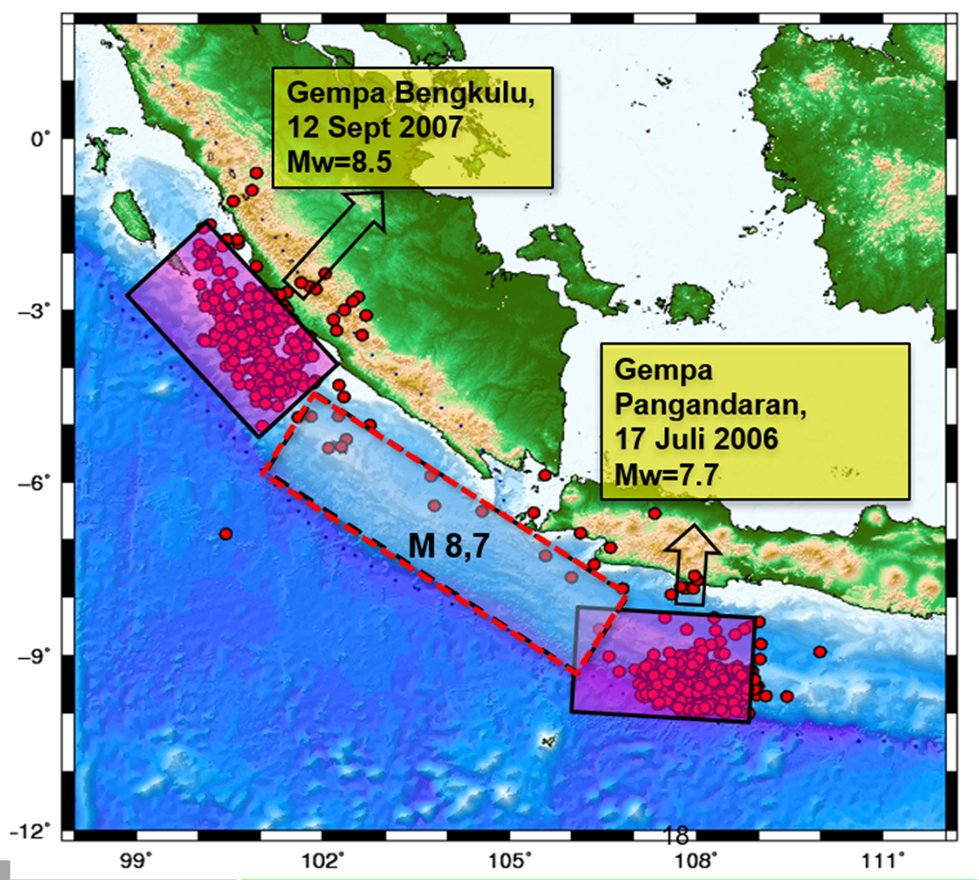 daryono_eq_talk's tweet photo. Selat Sunda merupakan zona "Seismic Gap" yaitu zona kekosongan gempa besar selama ratusan tahun yang patut diwaspadai karena berada di antara 2 gempa besar yang merusak dan memicu tsunami yaitu Gempa Pangandaran M7,7 (2006) dan Gempa Bengkulu M8,5 (2007). https://t.co/pzHids6US2