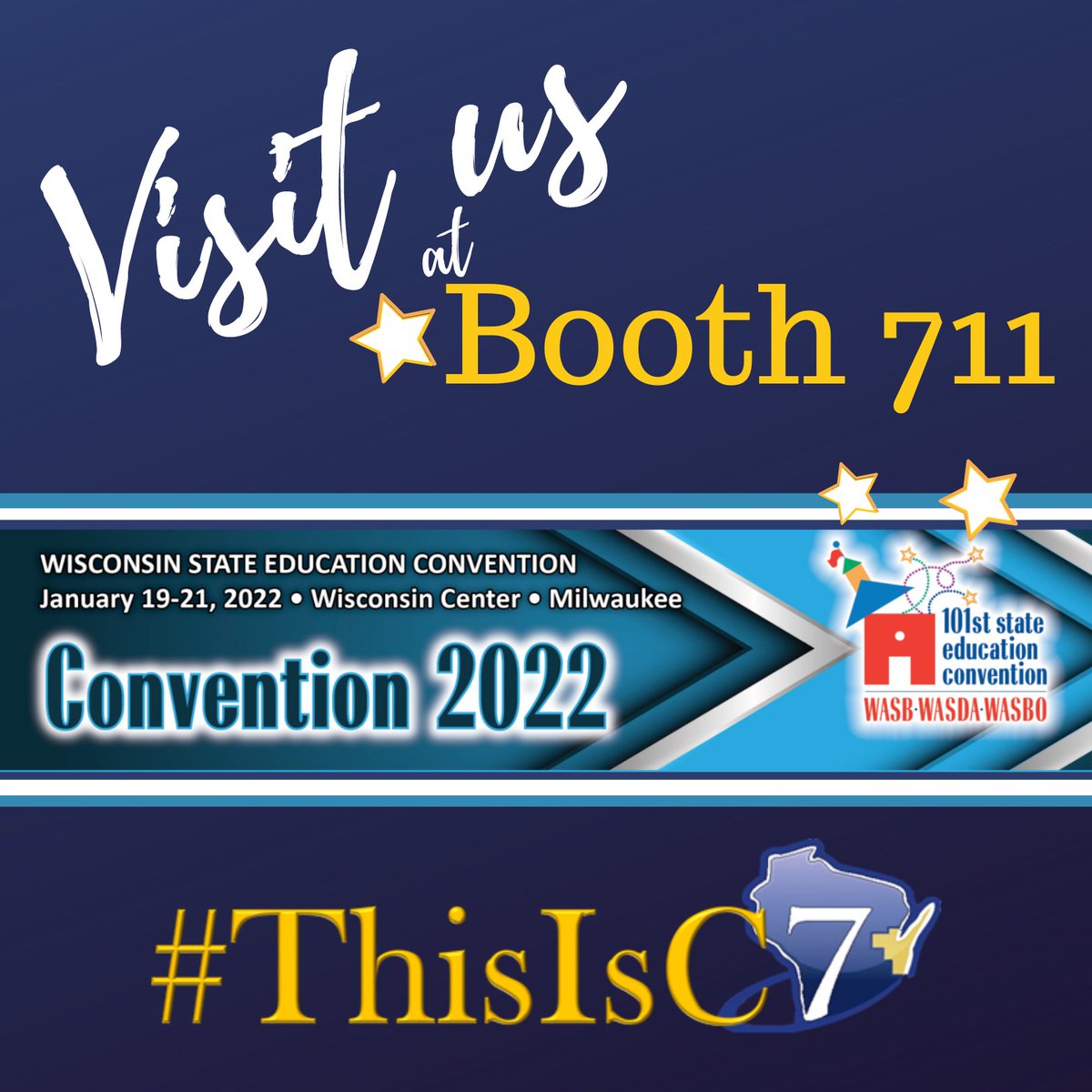 CESA7's tweet photo. ⭐️It's almost State Convention time! Stop by and see us at Booth #711 in Milwaukee ~ We have great things to share with you. #ThisIsC7 #2022EdCon #FutureReady #C7EdCon https://t.co/gghhpefRS2