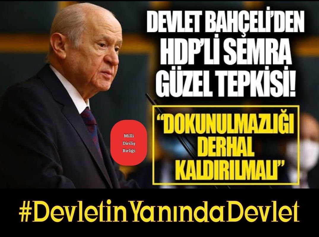 "Biz, terör örgütüne eleman devşiren, sözde Kürdistan propagandasıyla sabırlarımızı kevgire çeviren HDP'yi, Türk siyaset ve demokrasi hayatında bir saniye bile görmeye tahammül edemiyoruz."
#DevletinYanındaDevlet

BedrinArslanları 
Milli Diriliş Birliği