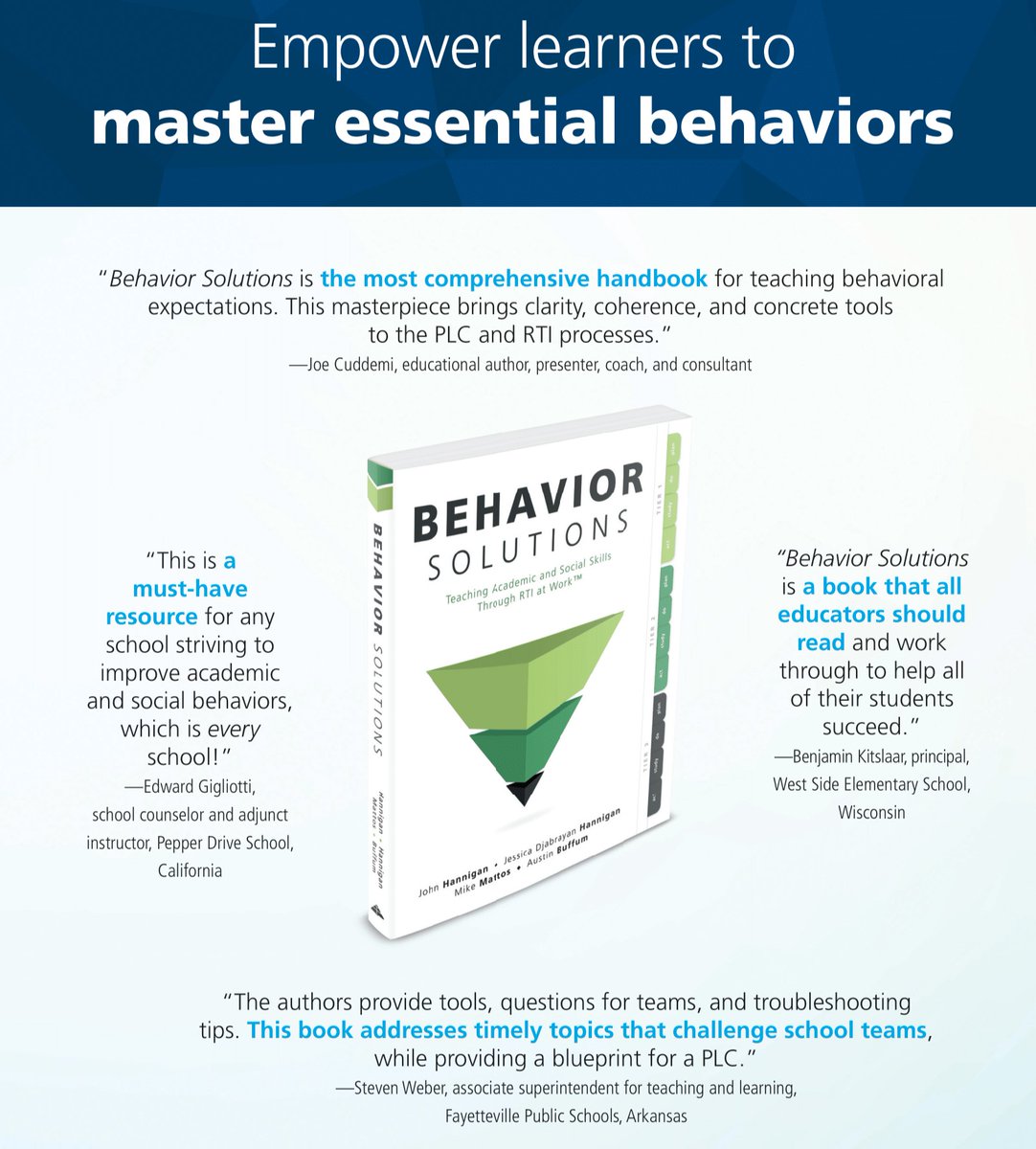 Solution Tree (@solutiontree) on Twitter photo From experts <a href="/agbuffum/">Austin Buffum</a>, <a href="/mikemattos65/">Mike Mattos</a>, <a href="/Jess_hannigan/">Jessica Hannigan</a>, and <a href="/JohnHannigan75/">John Hannigan</a> β take strategic action to close the systemic behavior gap.
Foster social-emotional learning by utilizing #PLCatWork and #RTIatWork processes to create an action plan.
π: bit.ly/3eCUNvg #rtiaw From experts <a href="/agbuffum/">Austin Buffum</a>, <a href="/mikemattos65/">Mike Mattos</a>, <a href="/Jess_hannigan/">Jessica Hannigan</a>, and <a href="/JohnHannigan75/">John Hannigan</a> β take strategic action to close the systemic behavior gap.
Foster social-emotional learning by utilizing #PLCatWork and #RTIatWork processes to create an action plan.
π: bit.ly/3eCUNvg #rtiaw