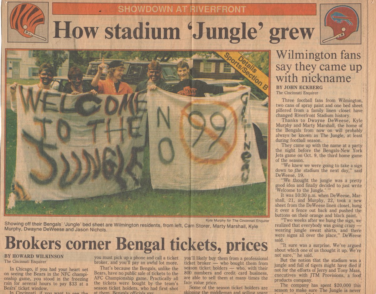 <a href="/Bengals/">Cincinnati Bengals</a> My high school buddies (Wilmington, OH) LITERALLY named The Jungle. Here's proof: