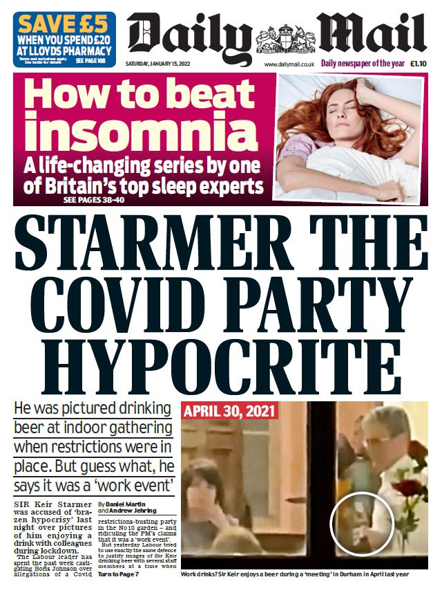 Saturday's Mail: “Starmer the Covid party hypocrite” #BBCPapers #TomorrowsPapersToday bbc.in/BBCPapers