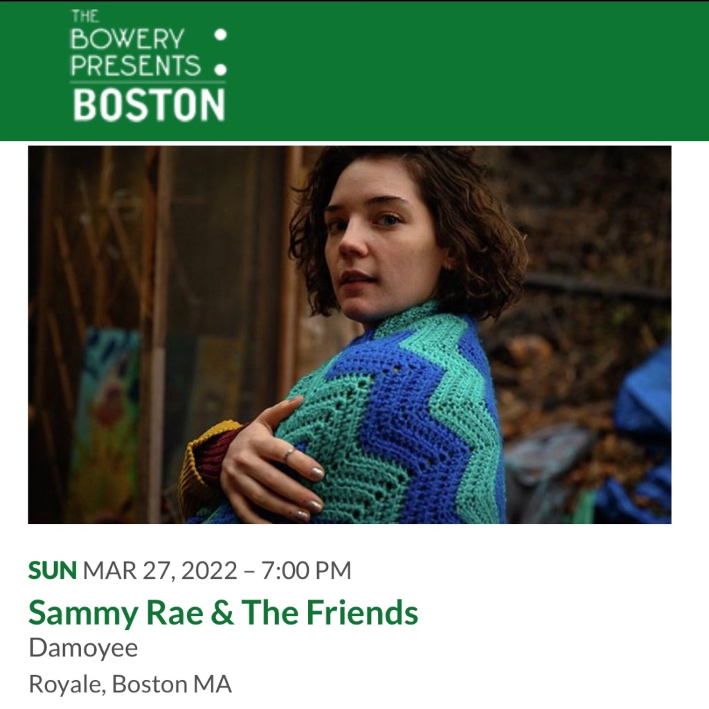damoyee's tweet image. #Boston area, we have some exciting news! #DAMOYEE is opening for @SammyRaeMusic with her amazing band!! Grab tickets while you can before this show is sold out! See y’all at @RoyaleBoston on Sunday, March 27 at 7pm!!! 😆💜

Get tickets here: bit.ly/33w8V6O