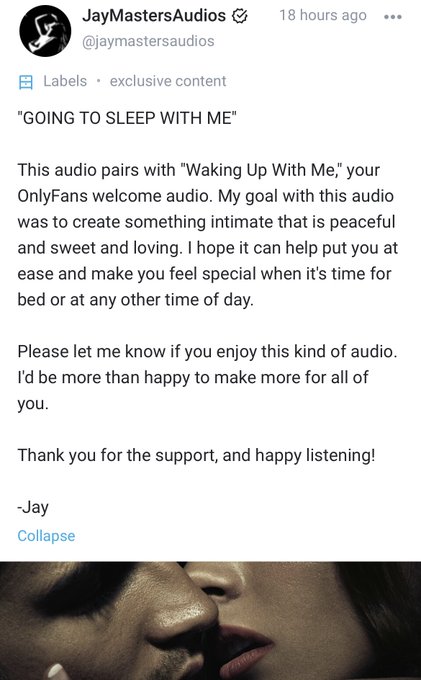 New audio out today on my OnlyFans! Link here: https://t.co/PNhLmYQ9ql https://t.co/DOcwnn6cZ2<a href="/tag/sex"class="tags"><span>#sex</span></a><a href="/tag/erotica"class="tags"><span>#erotica</span></a><a href="/tag/jaymasters45"class="tags"><span>#jaymasters45</span></a>