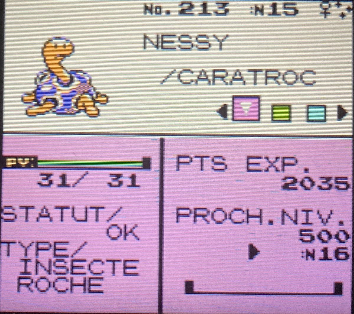 LaKlasse1's tweet photo. Mon premier shiny 2G, mon 50e shiny ! Il est magnifique ! Shasse commencée à la BEF et enfin terminée , il m’aura fallu 8452 resets pour obtenir ce magnifique Caratroc ! 💫 https://t.co/f2YGWvdfLk