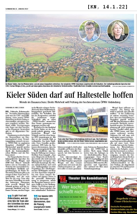 Sehr gute Nachrichten die #Verkehrswende in #Kiel: die Tür für die #TramFürKiel ins große Neubaugebiet im Kieler Süden hinein bleibt offen. Der Investorenwechsel dort wird genutzt, bisherige Planungen zu überprüfen. via <a href="/kn_online/">Kieler Nachrichten</a> <a href="/NiklasWieczorek/">Niklas Wieczorek</a>  (1/5)
ratsinfo.kiel.de/bi/vo020.asp?V…