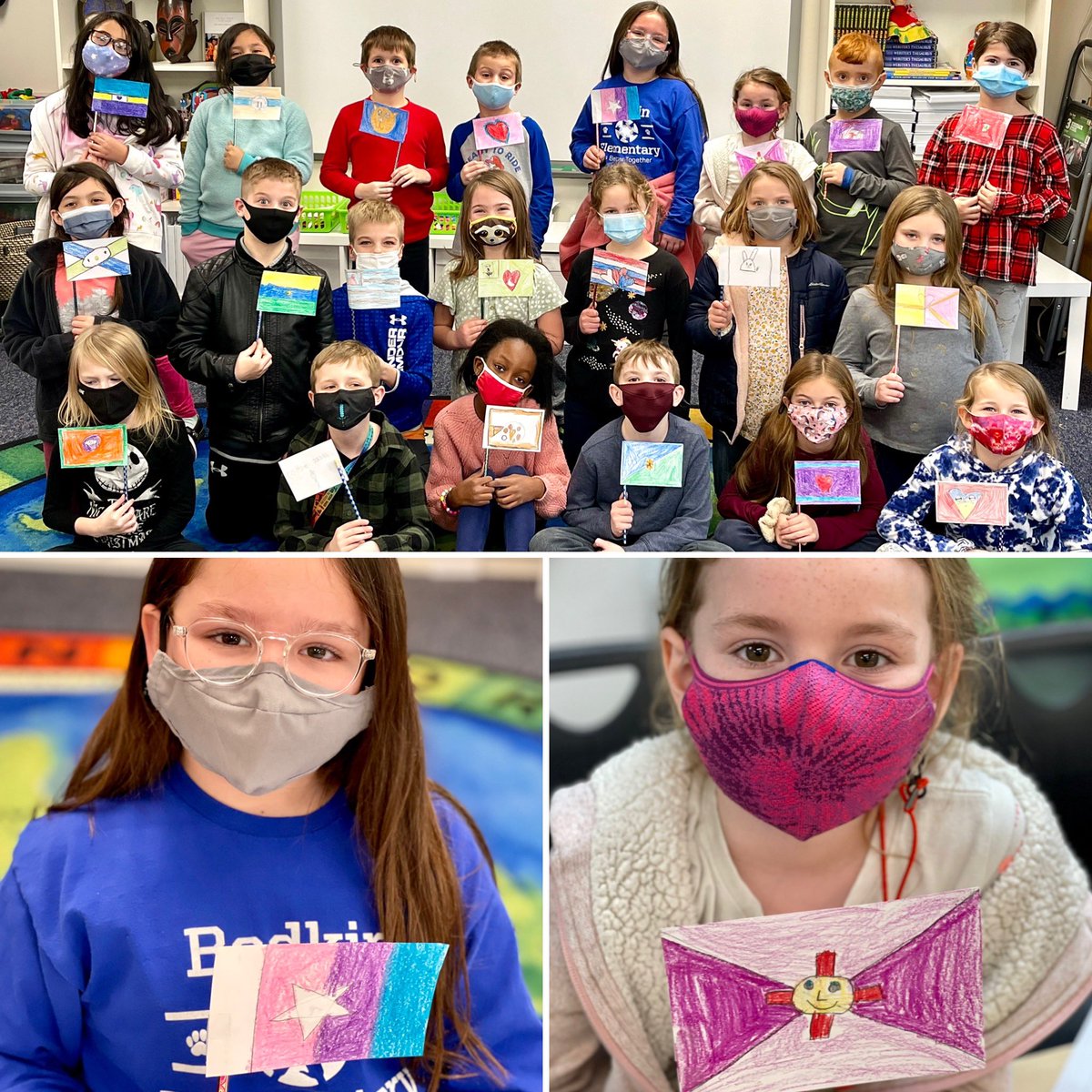 More fun with flags today. 2nd Gr Ss <a href="/BodkinAACPS/">Bodkin Elementary</a> delighted in sharing the flag they designed &amp; how it represents part of their identity. Each flag tells a story!