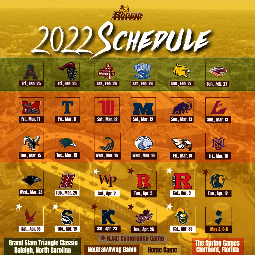 RowanUSoftball's tweet photo. 2️⃣0️⃣2️⃣2️⃣, we’re coming for you.

The Profs’ schedule this year features 5 opponents who were in the 2021 @NCAADIII Softball Championship Tournament, and 3 opponents who ended the year ranked in the final @NFCAorg DIII Top 25 Poll. #GoProfs #RowanProud #GRIT https://t.co/EqBL7inL5u