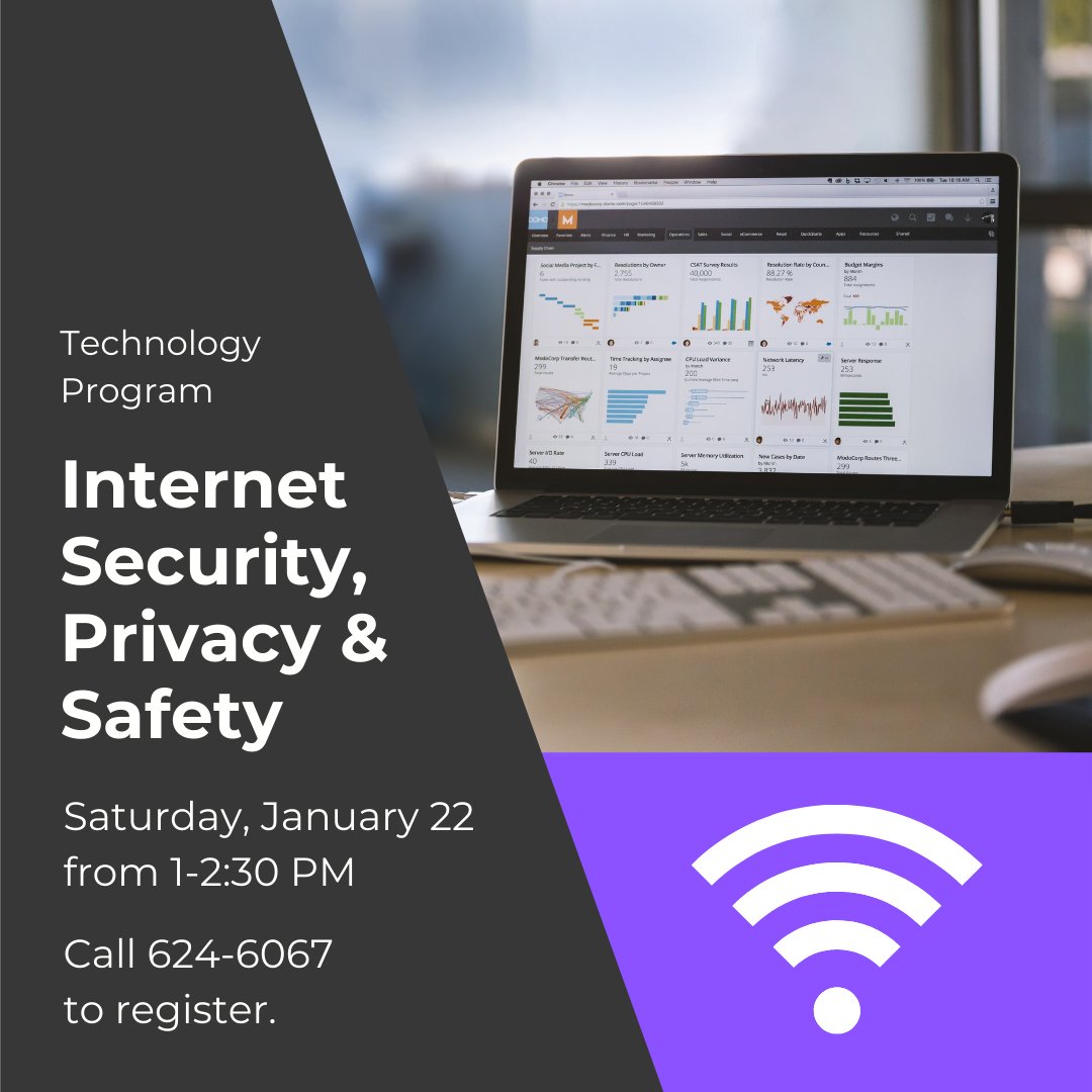 MendonLibrary's tweet photo. Learn how to stay safe online. Call 624-6067 to register.
.
.
.
#mendon #honeoyefalls #hfl #hflcsd #InternetSafety #MendonLibrary #HFLMendonCommunity #TechnologyProgram #BeSafe https://t.co/XmKlmZO628
