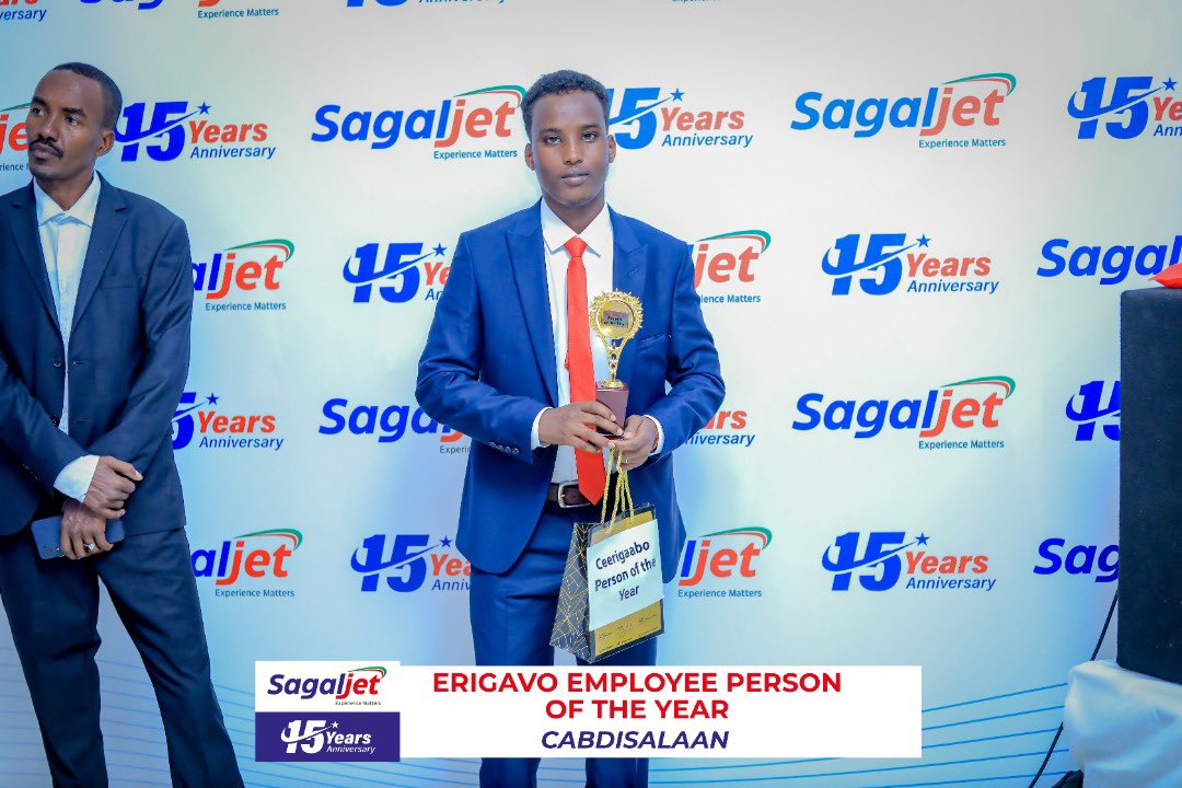 SagaljetCompany's tweet photo. Meet Abdisalaan, the winner of Erigavo employee of the year. 
#TrustedSince2007
#Sagaljet15Anniversary https://t.co/rog5LUd8Gu