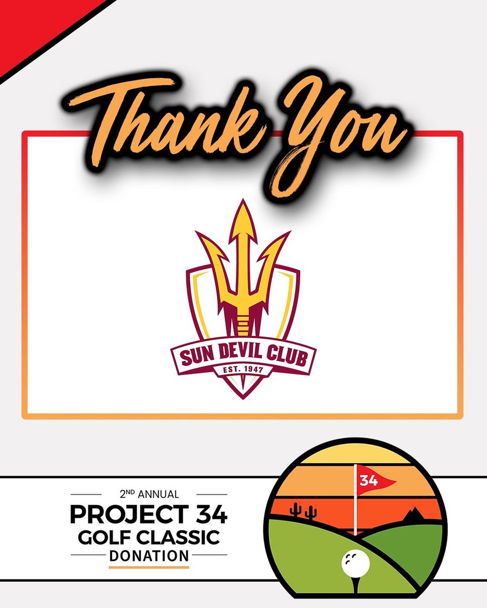 ProjThirtyFour's tweet image. A huge thank you to @asu_baseball &amp;amp; @sundevilclub for donating to the 2nd Annual Project 34 Golf Classic! #GoDevils #ForksUp