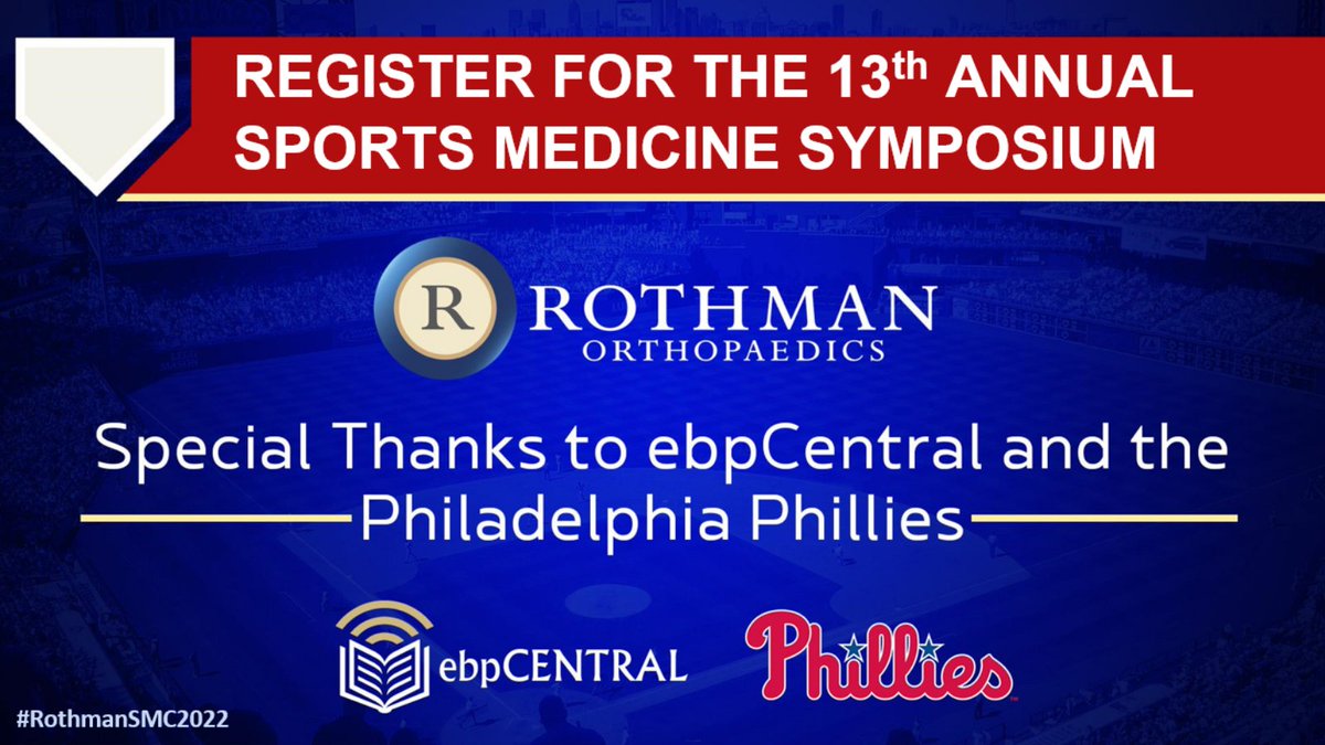 EbpCentral's tweet image. You don&apos;t want to miss these FREE 4⃣.2⃣5⃣ Category A CEUs!
January 21, 2022 @ 8AM - 1PM ET
Excellent presentations by @RothmanOrtho docs &amp;amp; @Phillies sports med team! 
Save your spot ➡️ebpcentral.com