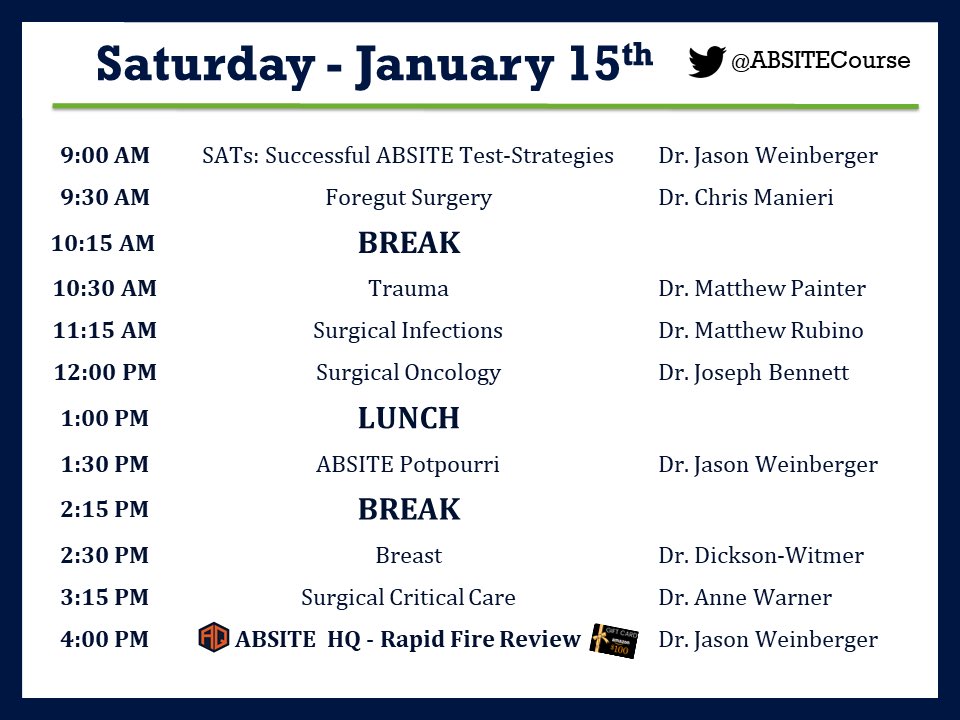 ABSITE Review Course (@absitecourse) on Twitter photo 🗣 Who’s #ABSITE ready⁉️
🥳 Our 4th annual review course sponsored by <a href="/DelawareACS/">Delaware ACS</a> ➕ <a href="/ABSITEQuest/">ABSITE Quest</a> starts tomorrow❗️
We’ve got almost 1️⃣,0️⃣0️⃣0️⃣ #surgeryresidents registered & ready to learn 🚀🧑⚕️🧠👨⚕️
See you all bright & early tomorrow 🌞🔥❗️#ABSITE #SurgTweeting #SurgEd 🗣 Who’s #ABSITE ready⁉️
🥳 Our 4th annual review course sponsored by <a href="/DelawareACS/">Delaware ACS</a> ➕ <a href="/ABSITEQuest/">ABSITE Quest</a> starts tomorrow❗️
We’ve got almost 1️⃣,0️⃣0️⃣0️⃣ #surgeryresidents registered & ready to learn 🚀🧑⚕️🧠👨⚕️
See you all bright & early tomorrow 🌞🔥❗️#ABSITE #SurgTweeting #SurgEd