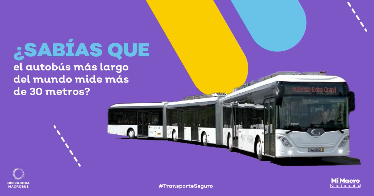 El AutoTram® Extra Grand, construido como un autobús articulado con tres secciones, mide 30.73 metros de largo y puede transportar un máximo de 256 pasajeros.

#MiMacroCalzada #TransporteSeguro #NosMueveQueLleguesBienATuDestino