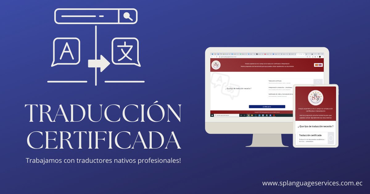 SpLanguage's tweet photo. Ingresa a nuestra plataforma y obtén tu cotización al instante.
https://t.co/sDYYq4U5pw 
info@splanguageservices.com.ec
https://t.co/kc6uIkPGO5
#traduccioncertificada #splanguageservices #translationservices #translation #translationagency #veryperi2022 #coloroftheyear https://t.co/O5BxvQg4XL
