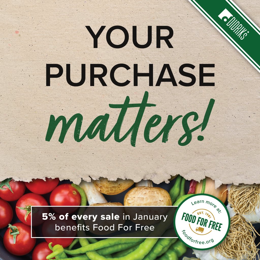 Didriks190's tweet image. Simply shop online or in-store and 5% of your purchase during the month of January will be donated to @foodforfreeorg!

Learn more: l8r.it/v6HT

Start shopping: l8r.it/hpxP
.
.
.
#didriks #localroot #foodforfree #foodsecurity #humanrights #foodrescue