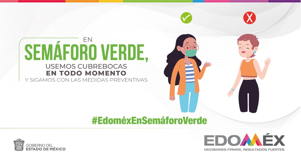 COBAEMex's tweet photo. No saludes de mano, beso o abrazo, con un hola es suficiente, y no olvides usar correctamente el #cubrebocas. 
#EdoméxEnSemáforoVerde #CuidemosTodosDeTodos @Edomex https://t.co/0vNKZw7LYs