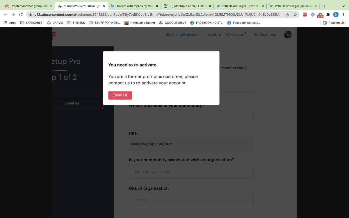 Noticeable_US's tweet photo. @Meetup @Davidmeirsiegel reolve.  So far, this rollout sucks and I am not sure what you guys are trying to sell with horrible customer support.  "I lost money subscribing to this stupid Pro Plan." Please refund my money or help me pay you!! https://t.co/vIY2eTMeC6