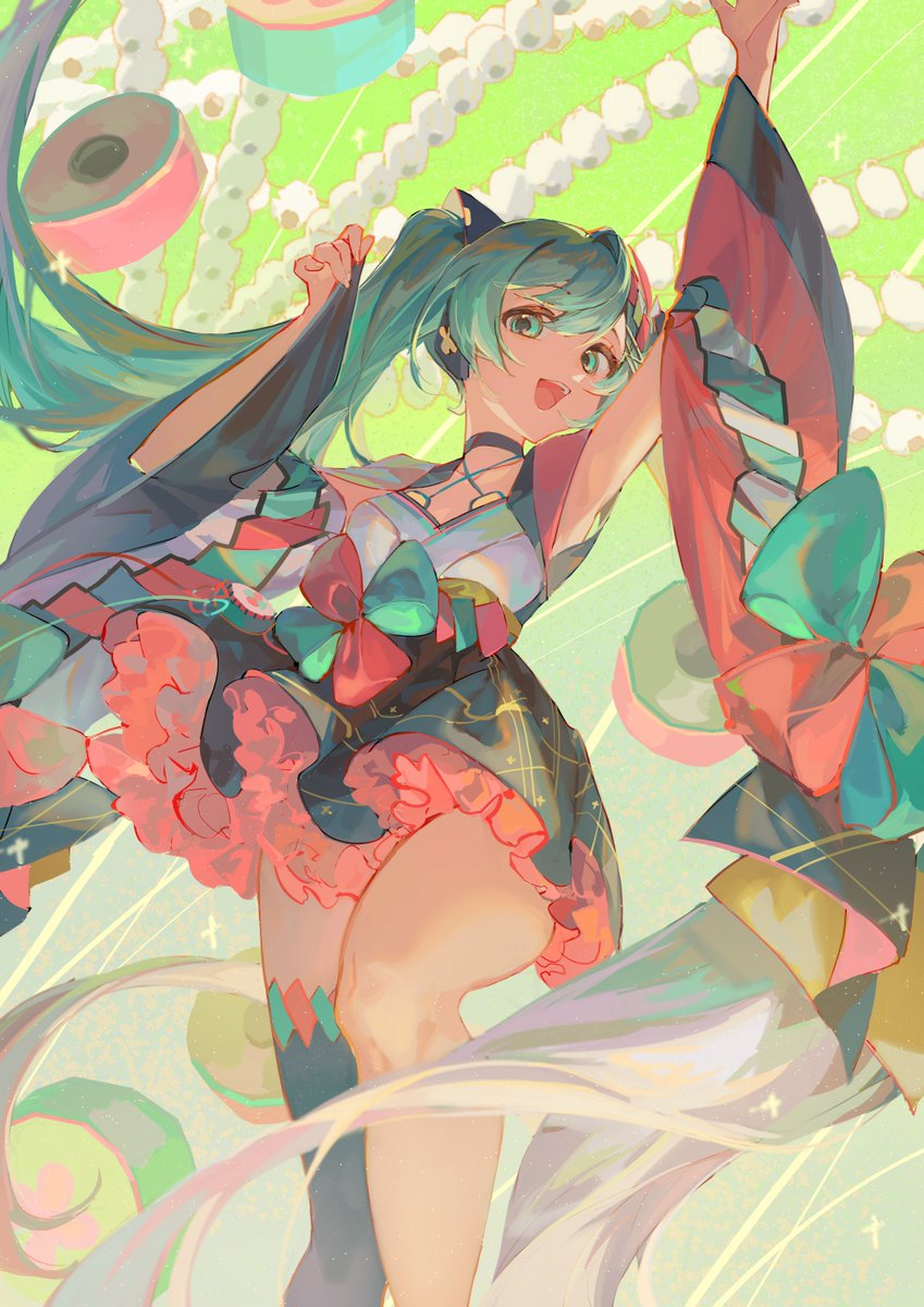 初音ミク「フィーバー!
 #初音ミク
 #HatsuneMiku
 #VOCALOID #」|haliya*のイラスト