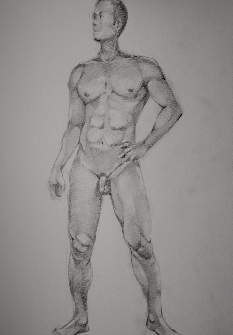 立ちポーズのデッサン 腹筋! 