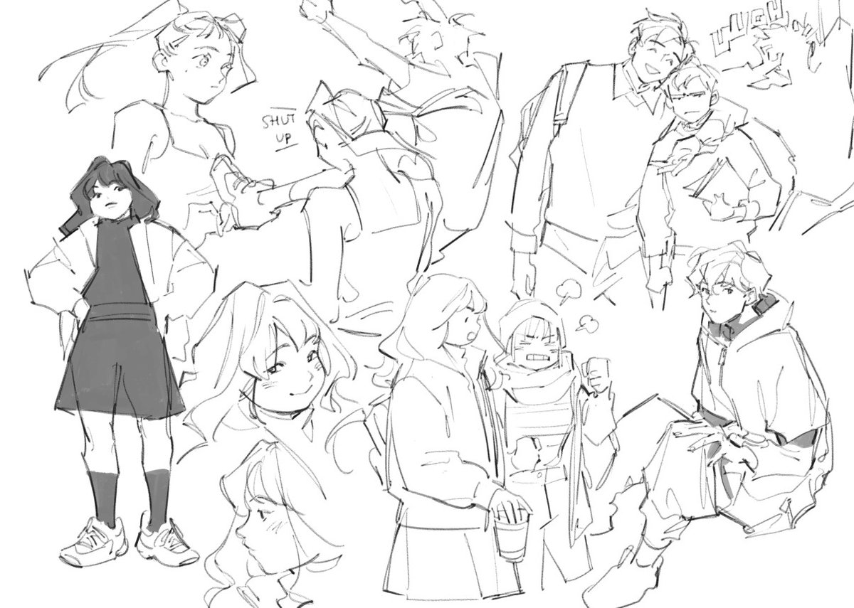 (2020) anyway with time its easier to figure out where to simplify ur lines/figure/shapes and what i can do now is the combination of ref studies and drawing characters on my own for gestures/expressions and so 