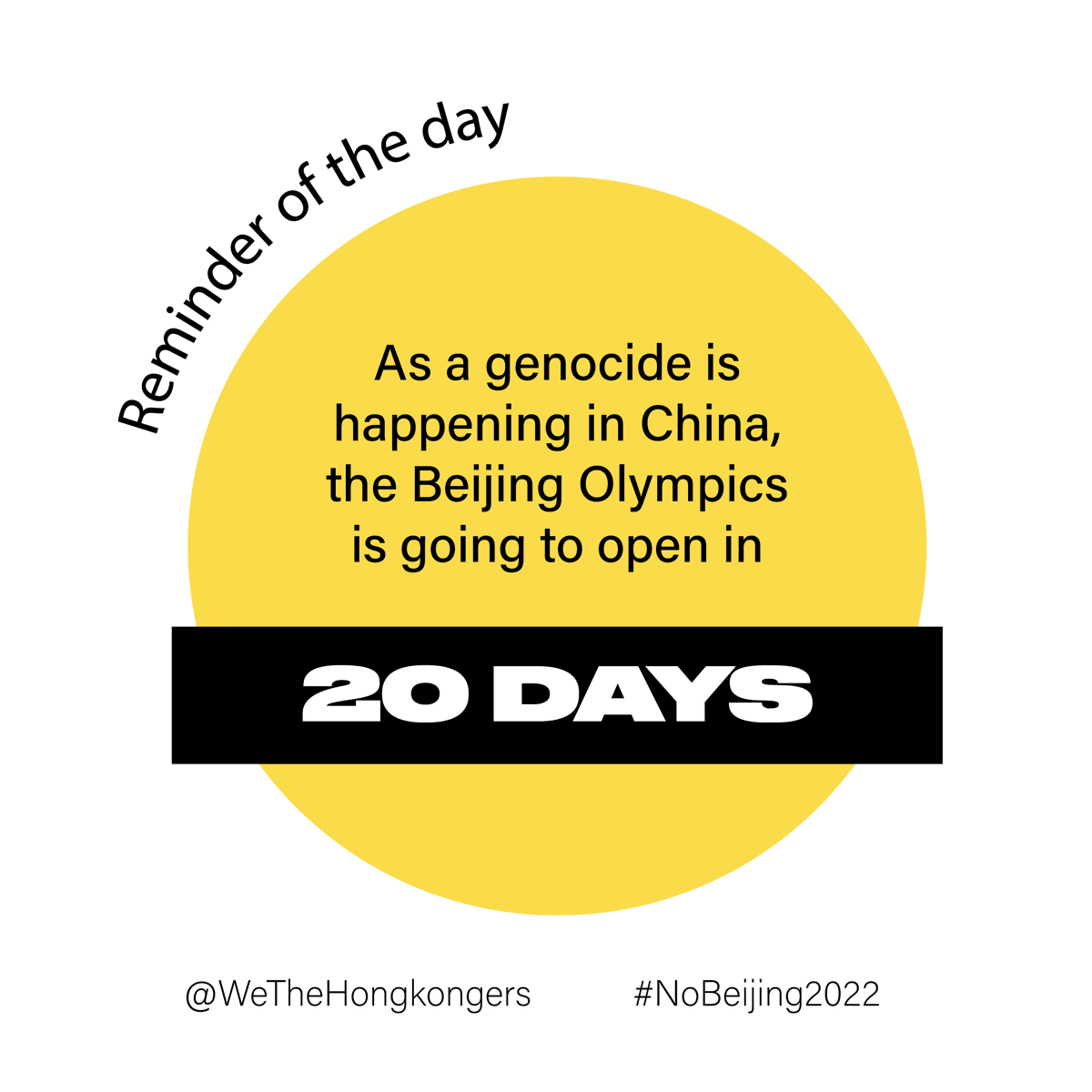 wethehongkonger's tweet photo. 🚨 The #GenocideGame is starting in 20 DAYS 🚨
let's keep in mind that the #Beijing2022 is hosted on the basis of blood sacrifices of many #Uyghur ppl that have long been oppressed, tortured, incarcerated by a genocidal regime, the #CCP.
#CountdownToBeijing2022 #NoBeijing2022 https://t.co/slwyZGMkWB
