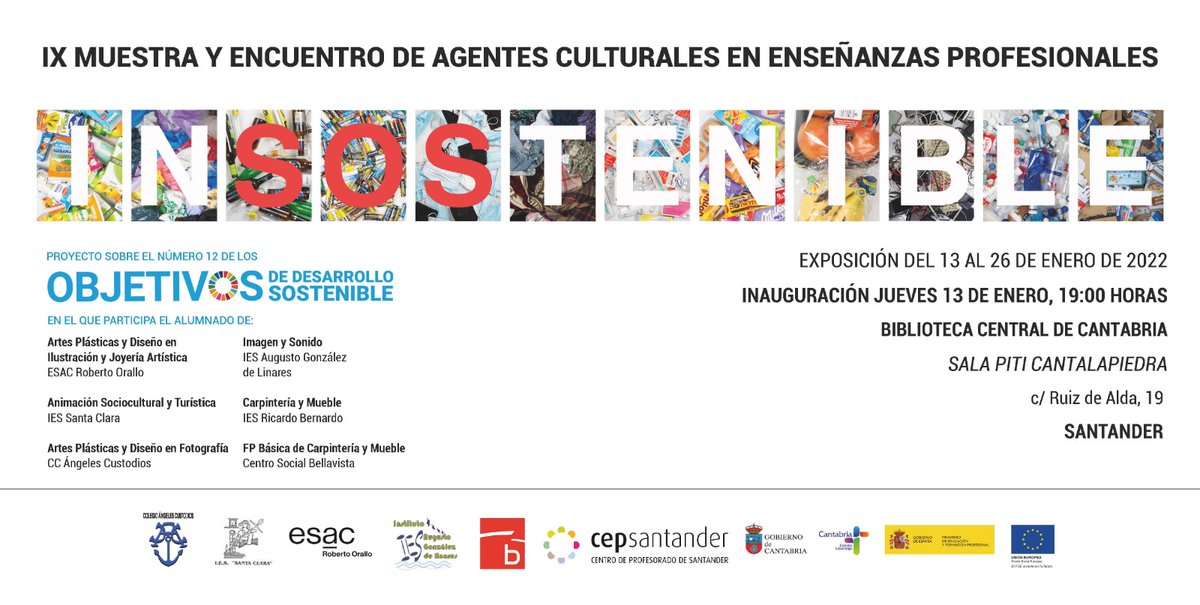 De nuevo participamos junto a un montón de centros educativos en la exposición #InSOStenible organizada por el <a href="/FpCEPSantander/">FpCEPSantander</a> podéis visitarla hasta el 26 de enero en la Biblioteca Central.