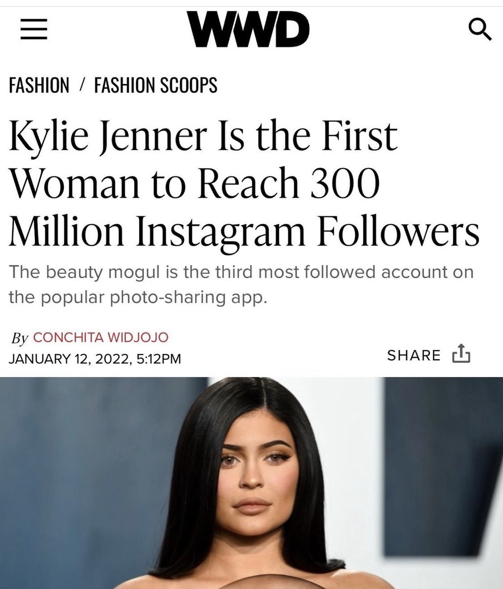 LeboLion_SA's tweet photo. Kylie Jenner is the first woman to reach 300 million followers on Instagram https://t.co/sMwEG5yTb0